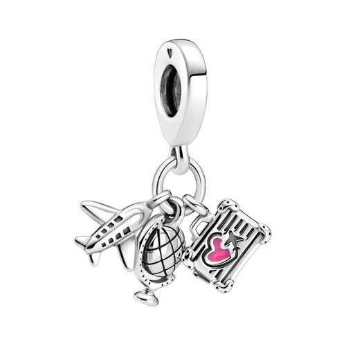 Charm-Anhänger Flugzeug, Globus und Koffer - Charm Universe