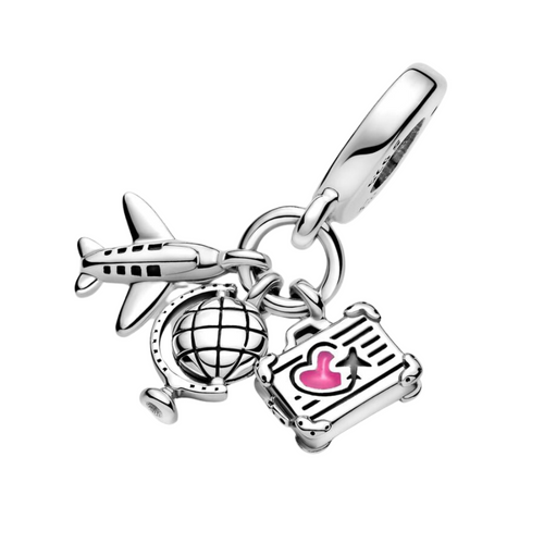 Charm-Anhänger Flugzeug, Globus und Koffer - Charm Universe