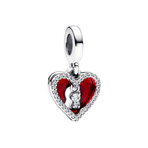 Pandora Charm Roter Doppelherz-Anhänger und Schloss - Universum-Charm