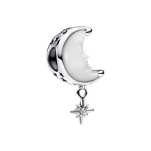 Cargar imagen en el visor de la galería, Charm Pandora Colgante Luna y Estrella Polar en Plata de Ley 925