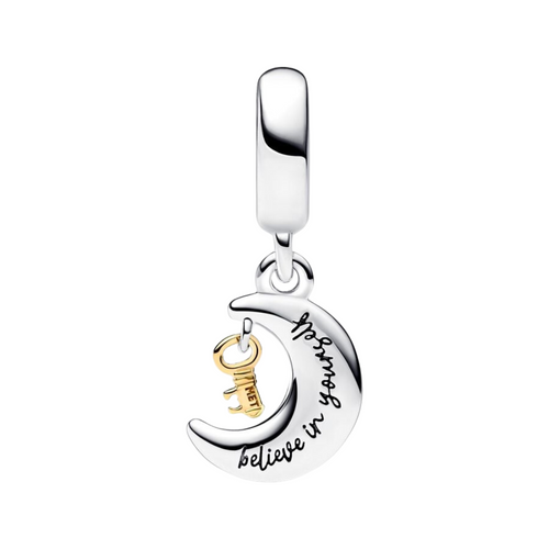 Charm Pandora Colgante Luna y Llave en Dos Tonos - Charm Universo