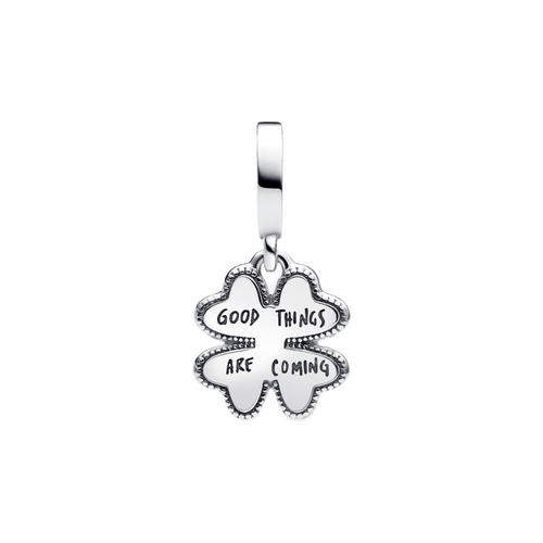 Pandora Charm Kleeblatt-Anhänger mit Labordiamant – 0,009 ct, 925er Sterlingsilber und 14 Karat Gold