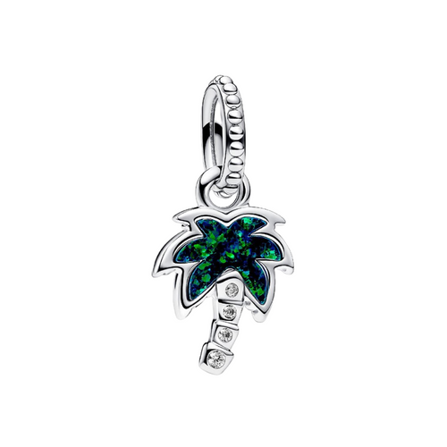Pendentif Pandora Charm Palmier Vert Opalescent en Argent Sterling