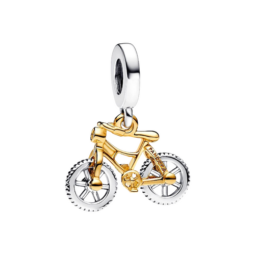 Charm pendentif Pandora en argent sterling avec roues de vélo bicolores