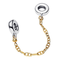 Cargar imagen en el visor de la galería, Cadena de Seguridad Pandora Alargada Plata de Ley 925 con Recubrimiento en Color Oro