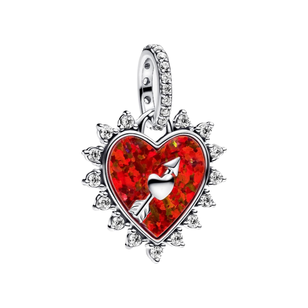 Charm Pandora Colgante Flecha y Corazón Giratorio – Plata de Primera Ley con Movimiento