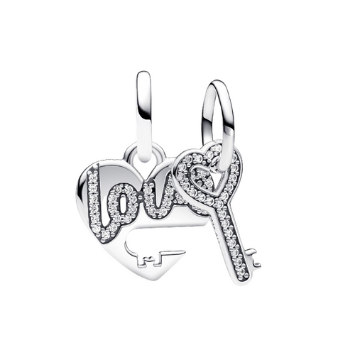 Charm pendentif Pandora Cœur et Clé divisibles – Argent sterling 925