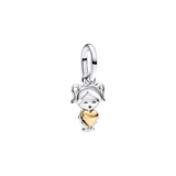 Pandora Happy Girl Charm-Anhänger, 925 Sterlingsilber mit 14 Karat Goldauflage
