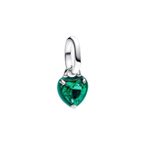 Mini Charm Pandora Colgante Chakra Corazón Verde en Plata de Primera Ley