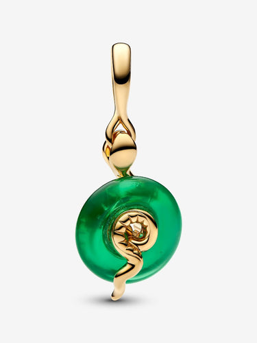 Charm Pandora Colgante Serpiente Verde – Cristal de Murano y Baño de Oro de 14k