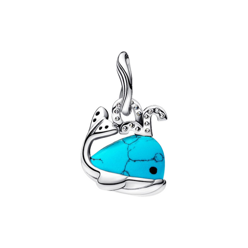 Charm Colgante Pandora Ballena en Color Turquesa y Plata de Primera Ley