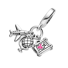 Charger l&#39;image dans la galerie, Pendentif Charm Avion, Globe et Valise - Charm Universe