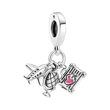 Charger l&#39;image dans la galerie, Pendentif Charm Avion, Globe et Valise - Charm Universe