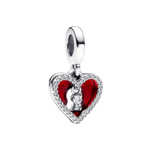 Cargar imagen en el visor de la galería, Charm Colgante Doble Corazón Rojo y Cerradura - Charm Universo