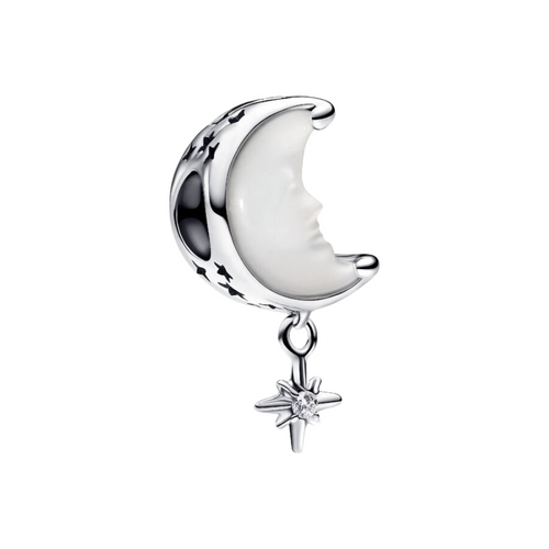 Charm Pandora Colgante Luna y Estrella Polar en Plata de Ley 925
