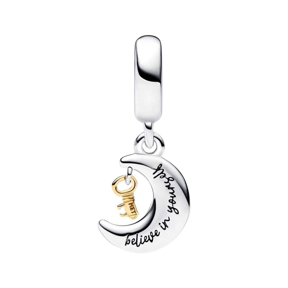 Charm pendentif lune et clé bicolore - Charm Universe