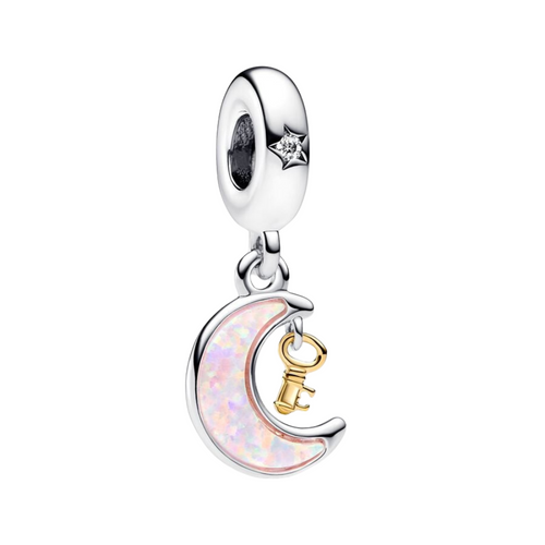 Charm Pandora Colgante Luna y Llave en Dos Tonos - Charm Universo