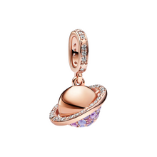 Charger l&#39;image dans la galerie, Charm pendentif Pandora Planète violette en or rose - Charm Univers