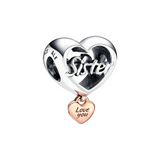 Charm Herz Ich liebe dich Schwester - Charm Universe