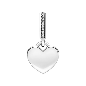 Charm Pandora Colgante Etiqueta de Corazón Personalizable en Plata de Ley 925