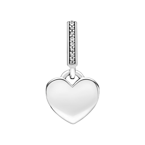 Charm Pandora Colgante Etiqueta de Corazón Personalizable en Plata de Ley 925