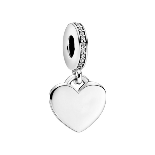 Charm Pandora Colgante Etiqueta de Corazón Personalizable en Plata de Ley 925