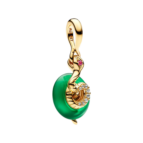 Charm Pandora Colgante Serpiente Verde – Cristal de Murano y Baño de Oro de 14k