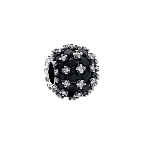 Charm Pandora Ronda de Pavé Brillante Negro en Plata de Ley 925