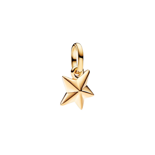 Mini Charm Pandora Colgante Estrella Facetada – Baño de Oro de 14k, Brillo Celestial
