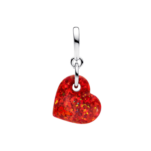 Charm Pandora Colgante Corazón Rojo Opalescente – Plata de Ley 925 con Brillo Iridiscente