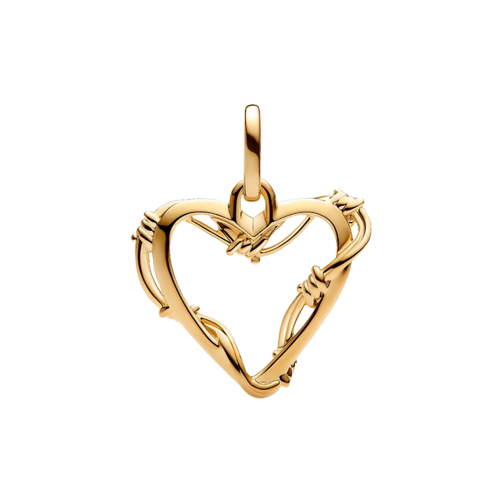 Pandora Charm Pandora ME Draht-Herzmedaillon – 14 Karat Gold, modernes und filigranes Design