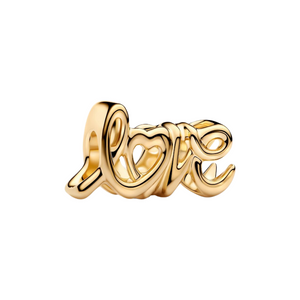 Charm Pandora Love Escrito a Mano con Recubrimiento en Oro de 14k – Joya Romántica