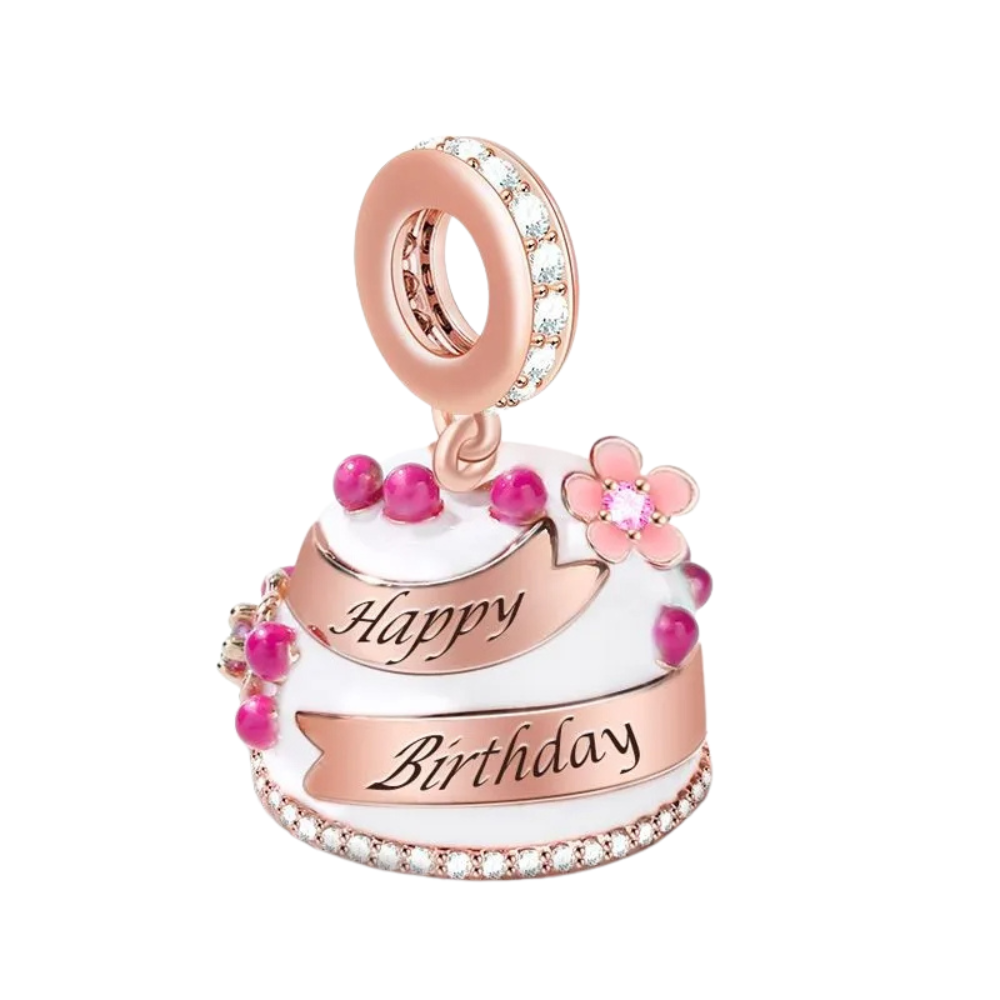 Gâteau d'anniversaire Charm "Joyeux anniversaire" - Charm Universe