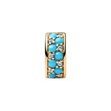 Cargar imagen en el visor de la galería, Charm de Clip Pandora Azul Agua con Recubrimiento en Oro de 14k