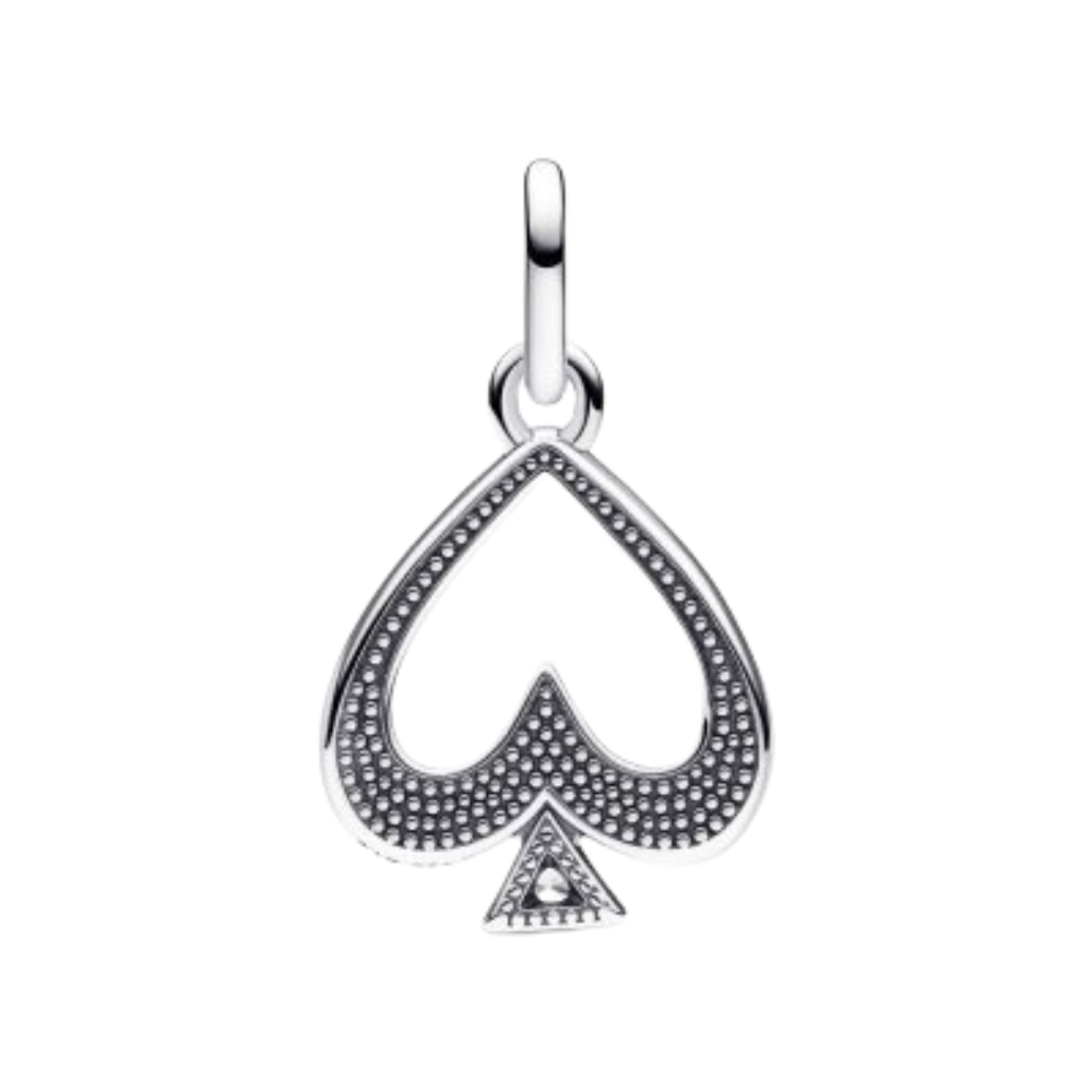 Charm médaillon Pandora ME As de pique – Argent sterling et émail noir réversible