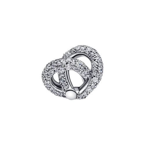 Charm Pandora Corazón con Nudo Infinito y Pavé – Plata de Ley 925 Brillante