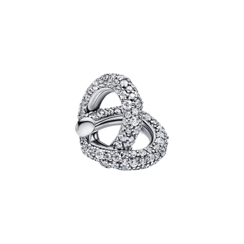Charm Pandora Corazón con Nudo Infinito y Pavé – Plata de Ley 925 Brillante