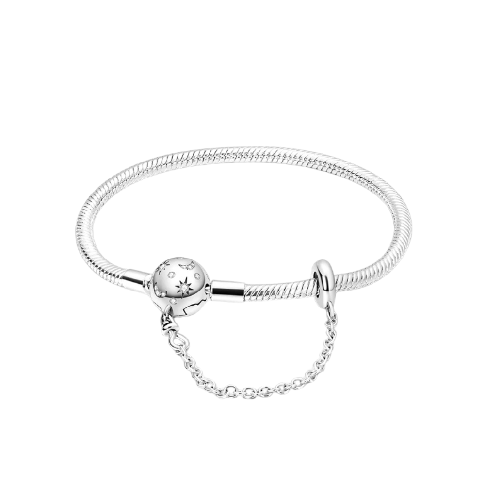 Pulsera Universo Sol y Luna con Cadena de Seguridad - Charm Universo