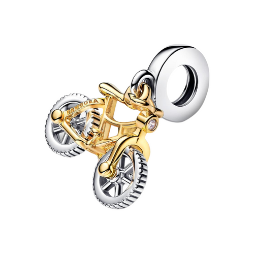 Charm Colgante Pandora Ruedas de Bicicleta en Dos Tonos con Plata de Primera Ley