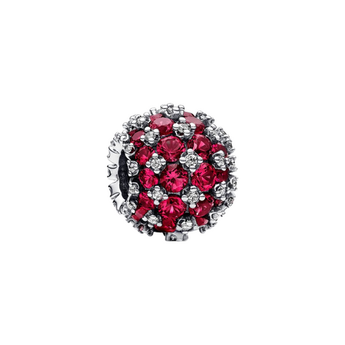 Charm Pandora Pavé Rosa en Plata de Ley 925 – Diseño Redondo Brillante