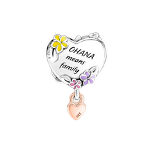 Cargar imagen en el visor de la galería, Charm Pandora Ohana Lilo y Stitch Disney Plata 925 con Baño de Oro Rosa 14k