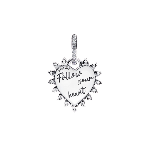 Charm Pandora Colgante Flecha y Corazón Giratorio – Plata de Primera Ley con Movimiento