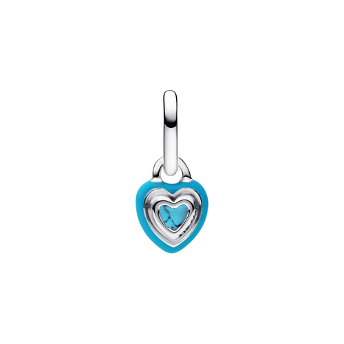Charm Mini Colgante Pandora Corazón en Color Turquesa y Plata de Primera Ley