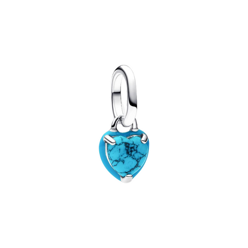 Charm Mini Colgante Pandora Corazón en Color Turquesa y Plata de Primera Ley