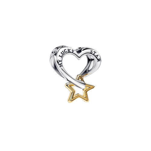 Charm Pandora Estrella y Corazón de la Suerte en Plata de Primera Ley y Baño de Oro de 14k