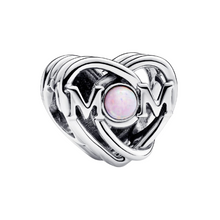 Cargar imagen en el visor de la galería, Charm Pandora Filigrana Corazón y Madre en Plata de Primera Ley