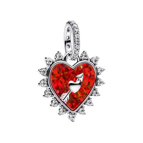 Charm Pandora Colgante Flecha y Corazón Giratorio – Plata de Primera Ley con Movimiento