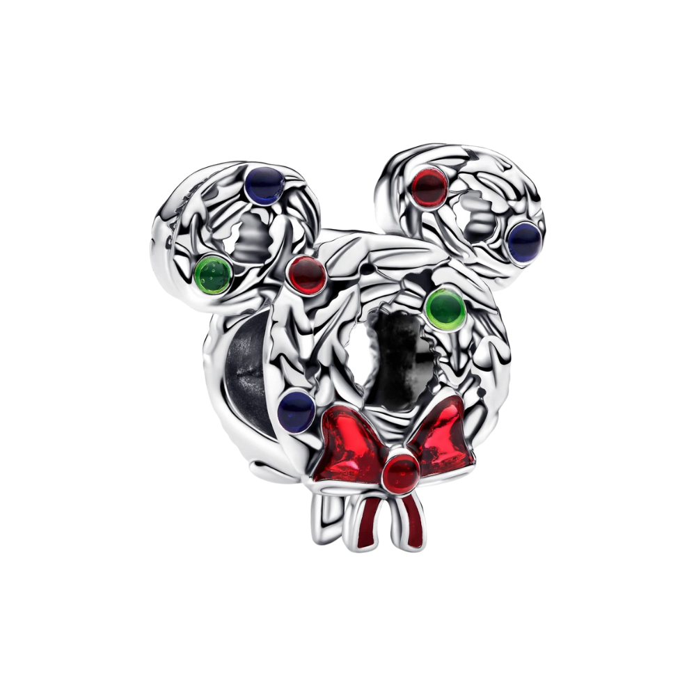 Charm Pandora Corona Navideña Mickey Mouse de Disney Plata de Ley 925