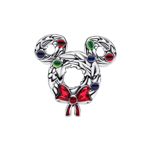 Charm Pandora Disney Mickey Mouse Couronne de Noël en argent sterling 925