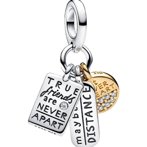 Charm Colgante Triple Amistad Pandora en Plata de Primera Ley y Baño en Oro de 14k